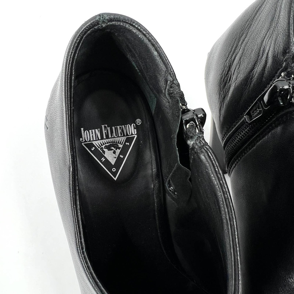JOHN FLUEVOG Shaguar Sable Asymmetric Ankle Bootie Womens 7.5 Black Heeled - Picture 6 of 11